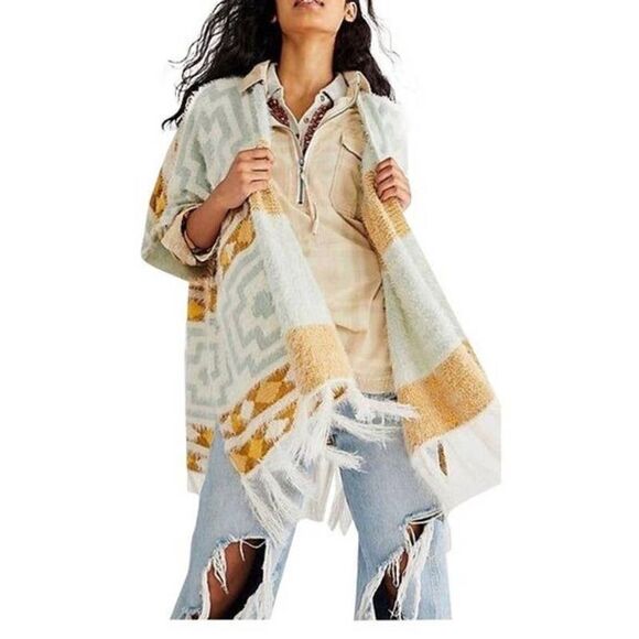 Free People Diamondback Cozy Kimono Boho Sweater - Picture 1 of 10